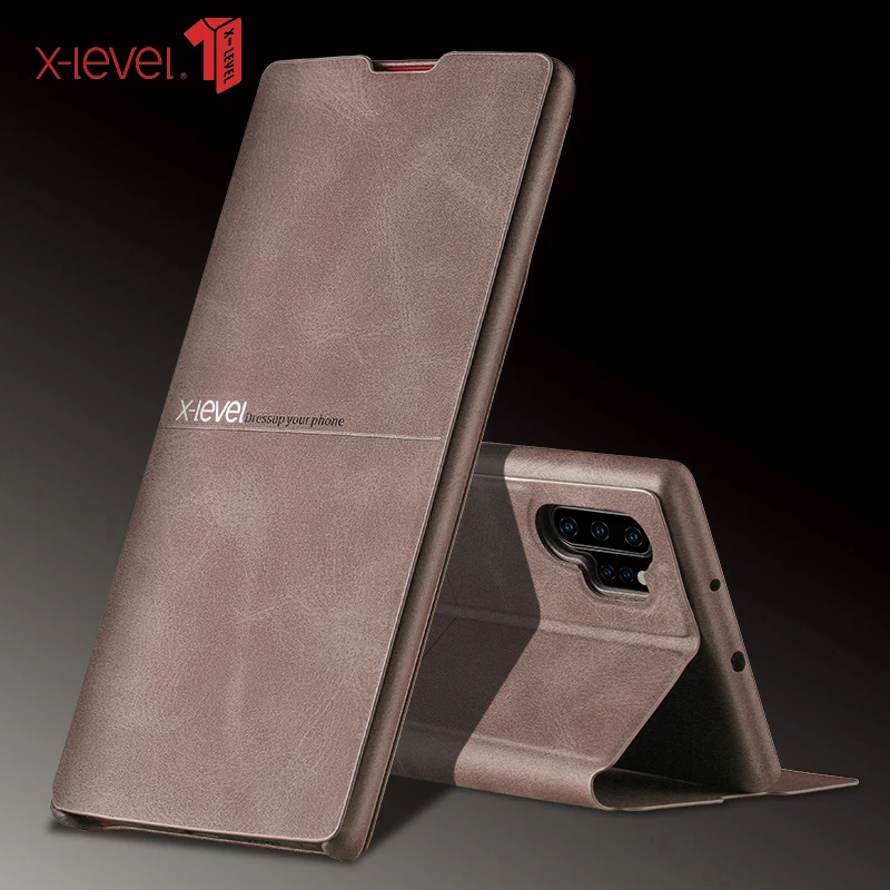 

X-level Extreme Flip Leather Case For Ss Galaxy Note10 Plus Retro Vintage X Level Book Wallet Cover Pu Leather Case For Note10