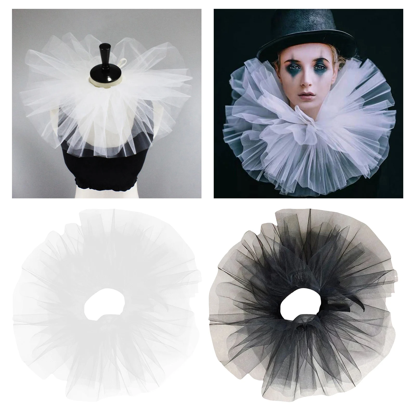 

Victorian Elizabethan Neck Ruff Tulle Ruffled Collar Neck Costume Fake Collar False Neck Ruffle Collar