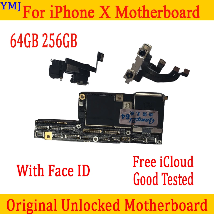Оригинальная материнская плата для iPhone X 64 Гб/256 ГБ Заводская разблокированная материнская плата с/без лица ID IOS обновление поддержка логической платы