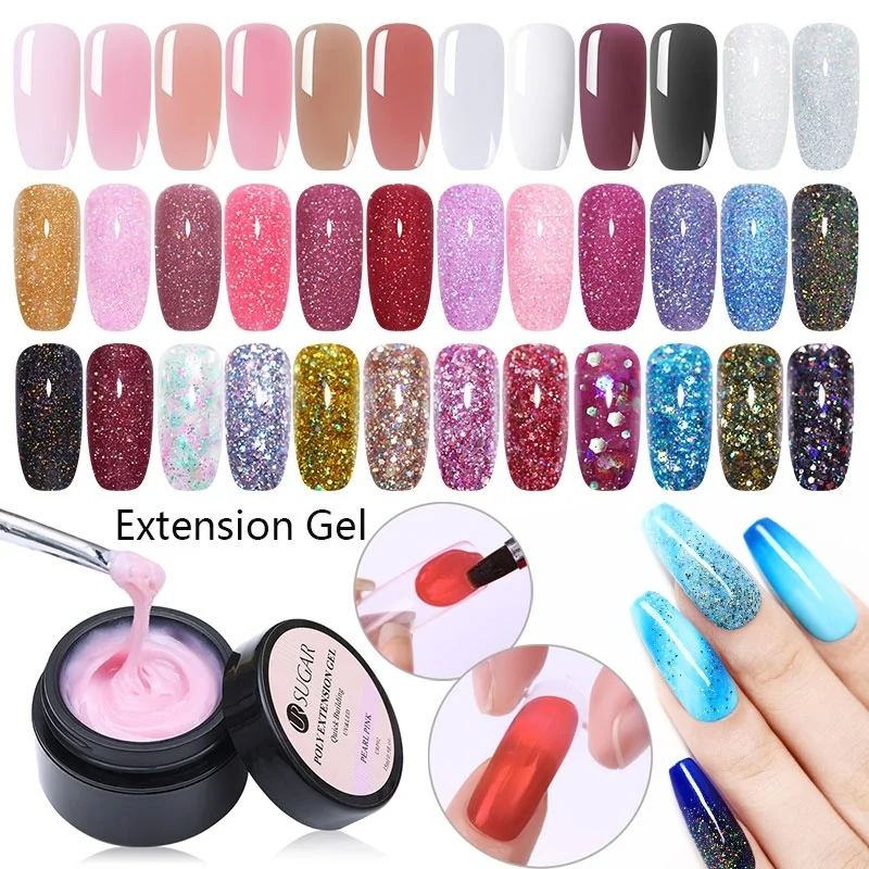 UR SUGAR 15мл гель для наращивания ногтей из полиэстера с глиттером и термоэффектом для французского маникюра, увеличение ногтей на кончиках пальцев своими силами.