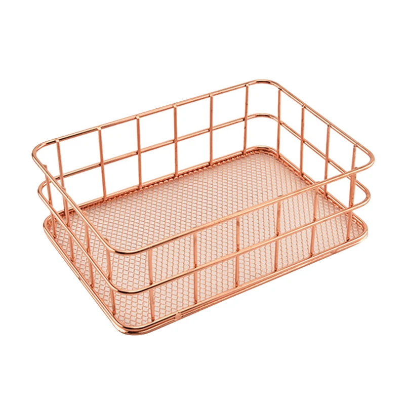 

Wrought Iron Mesh Bottom Jewelry Storage Basket Finishing Basket Rectangular Storage Basket