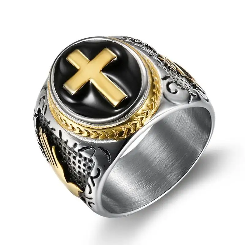 

Gothic men's ring biker skull ring viking stainless steel cross male rings men jewelry bague homme Titanium steel dropship R2165