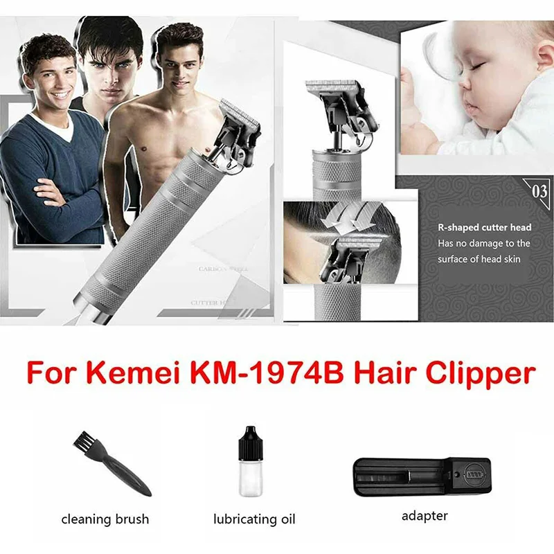 KM-1974B Cordless Hair Clipper Sculpture Tool Oil Head Carving Trimmer For Man Kids Or Pet usb | Дом и сад