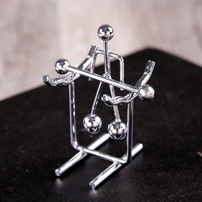 Man Perpetual Balance Physics Science Pendulum Newton Cradle Tumbler Desk Toy Home Decor Metal Miniature Figurines