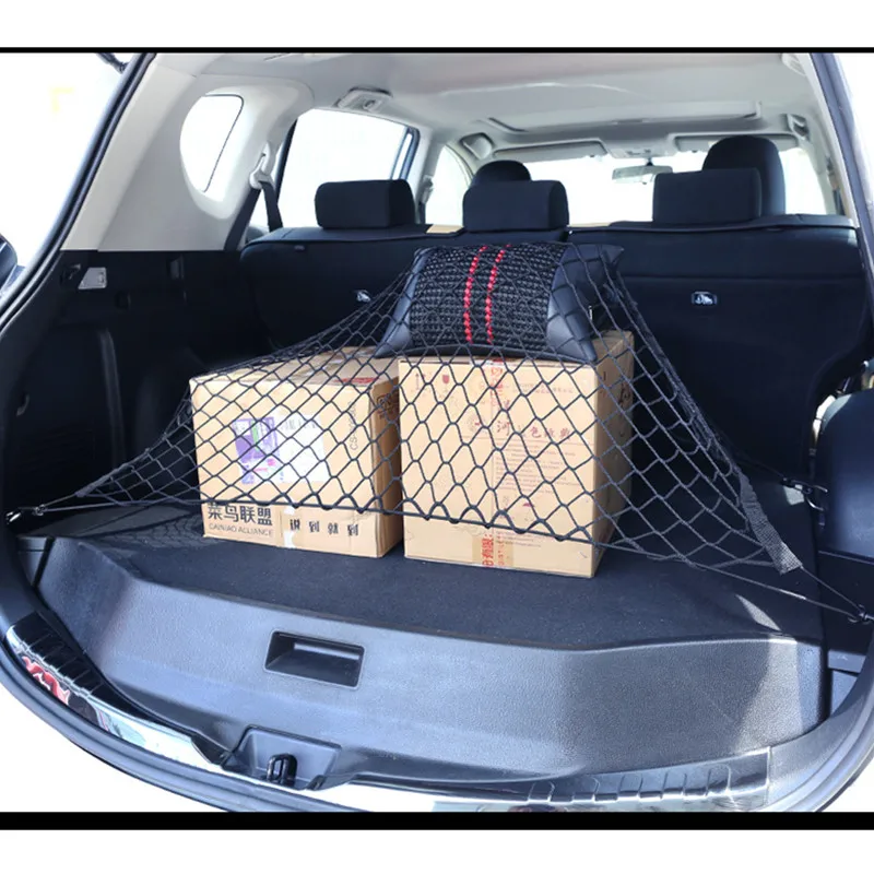 

110x60cm Car Trunk Nets Elastic Durable Nylon Cargo Luggage Storage Organizer Mesh Net with Hooks for Car Van Pickup SUV MPV