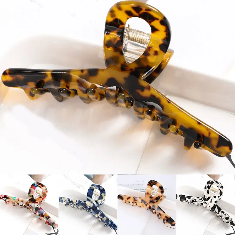 

New Acetate Hair Claws Crab Clamps Charm Claw Clips Women Girls Leopard Hair Clips Retro Cross Hairdress Hair Styling Tool