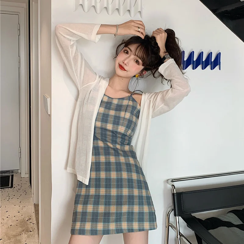 Новинка 2021 дизайнерское платье BM в клетку на бретельках для женщин летнее нежное