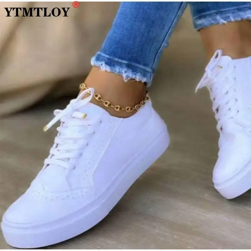 

Кроссовки женские сетчатые на шнуровке, Повседневные Дышащие кеды, плоская подошва, холщовые, на шнуровке, белые