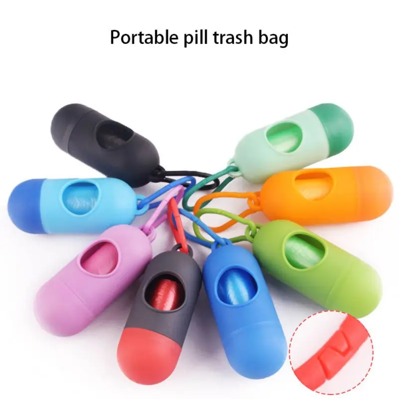 Pill / Bone 8 Color Cure Shit Bag Dispenser Trash Can Holder Poop Set Pet Dog Cleaning Supplies 15 Roll Bags | Дом и сад