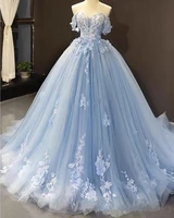 charming sky blue prom dresses off the shoulder lace applqiue long evening dress custom made robes de soir%c3%a9e 2020