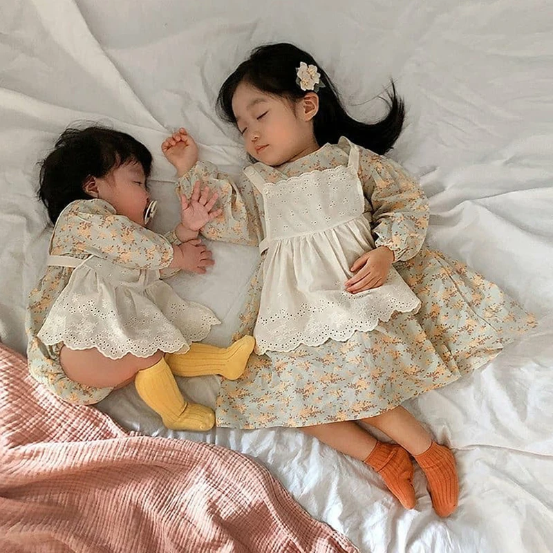 

Одежда для новорожденных девочек, комплект одинаковой одежды с рисунком Детские Цветочный принт (Джордан), Детский комбинезон с длинным рук...