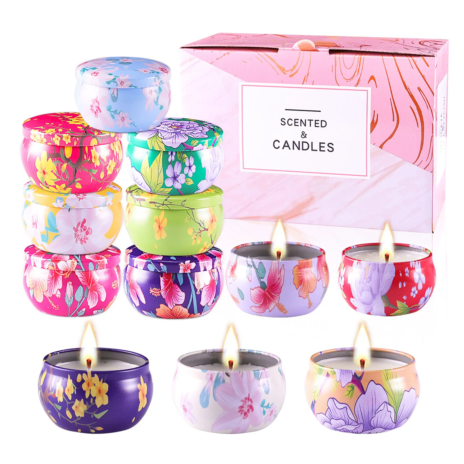 

Scented Candles Set Soy Wax Jar Candles Aromatherapy Candles With Portable Travel Tin Christmas Gifts For Women Mom Wife Birthda