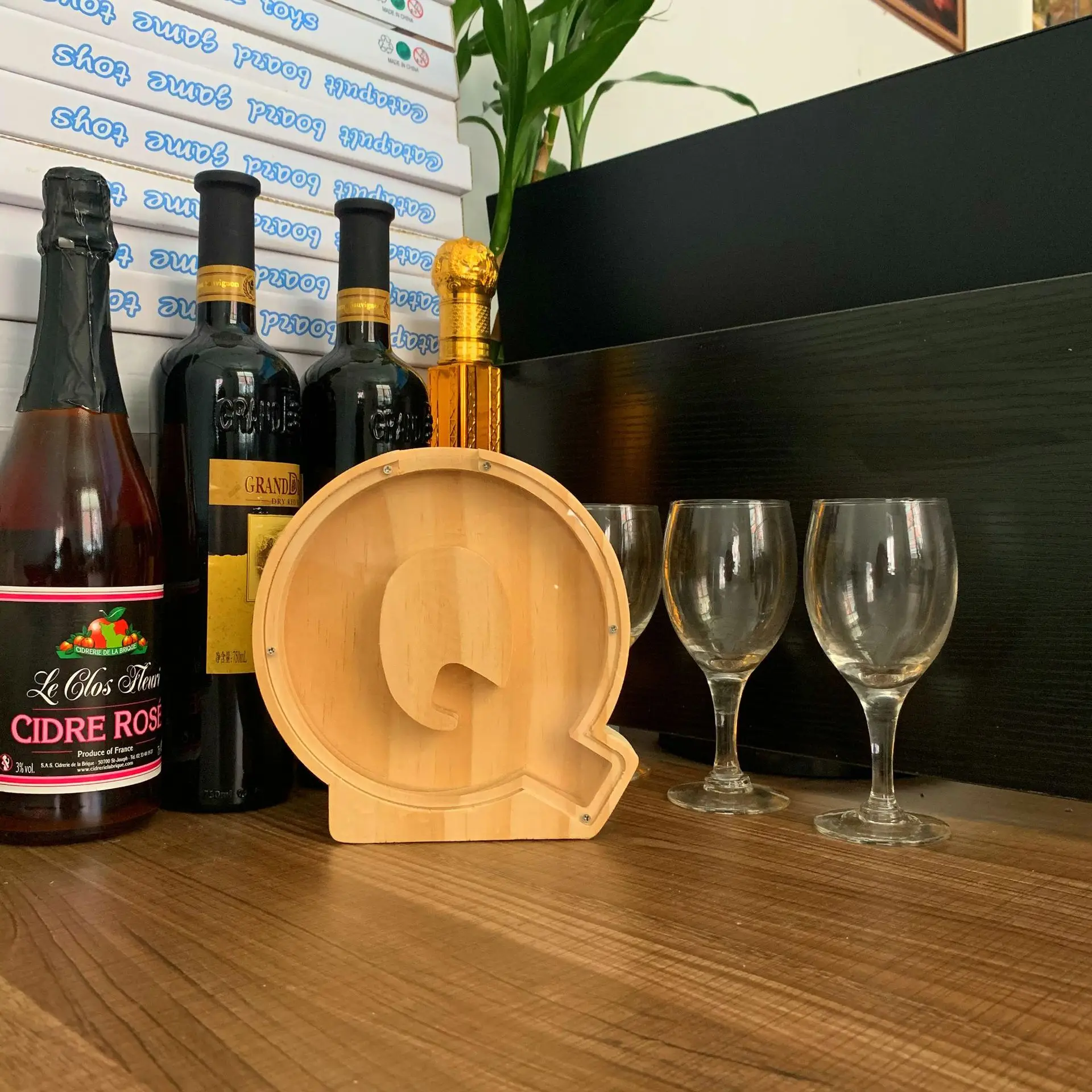 Копилка для монет с 26 буквами прозрачная стеклянная наклейка деревянная копилка