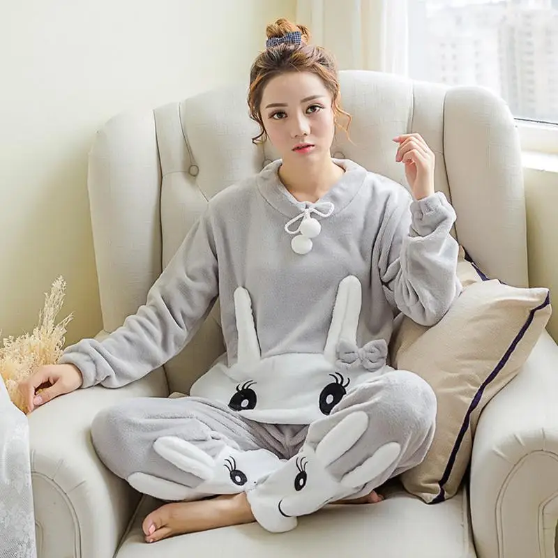 Женские пижамные комплекты бархатная Пижама кораллового цвета с мультяшным