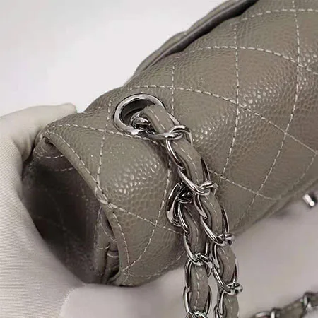 Luxury Handbag Bag For Women Genuine Leather Shoulder Bags Top Quality Fashion Design Lady's Crossbody Quilted Flap Bag Purse - Цвет: gray silver chain
