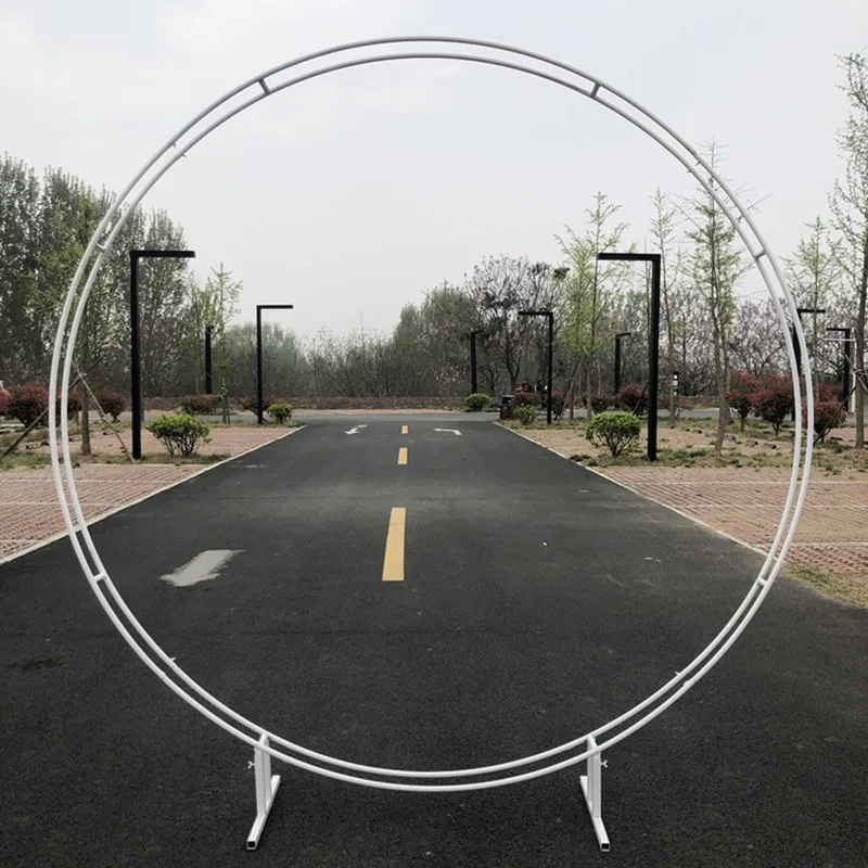Circular Wedding Arch Mariage Props Ring Double Backdrop Pole Frame Metal Iron Garden Decoration Flower Door Ornaments | Дом и сад