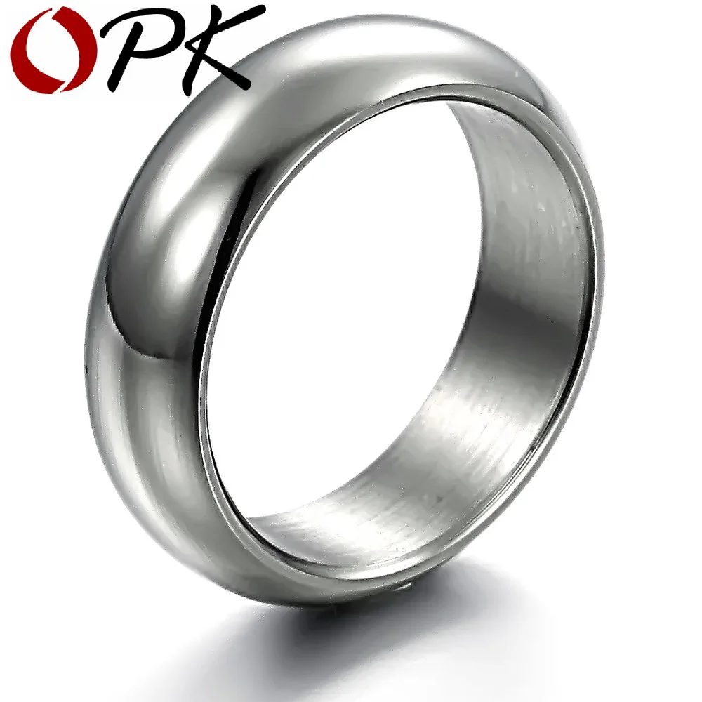 

OPK Men Stainless Steel Ring Fashion Simple Width 7mm Infinity Plain Ring Male Size 7/8/9/10/11/12 334