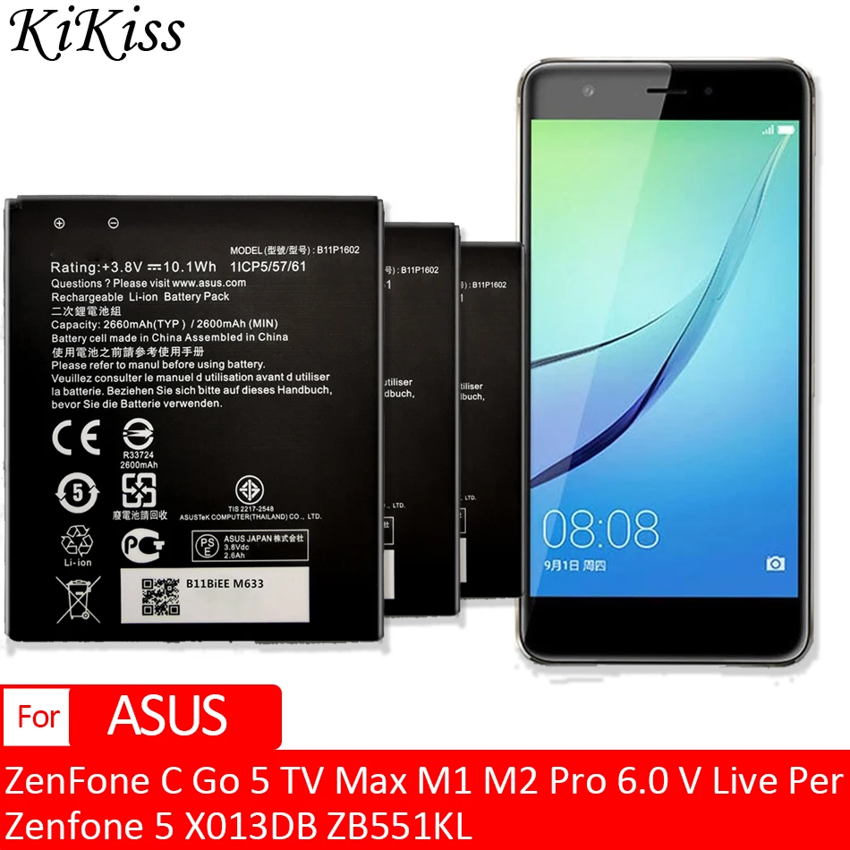 Аккумулятор для телефона ASUS ZB551KL батарея ZenFone C Go 5 TV Max M1 M2 Pro 6 0 в Live Per Zenfone X013DB B11P1510