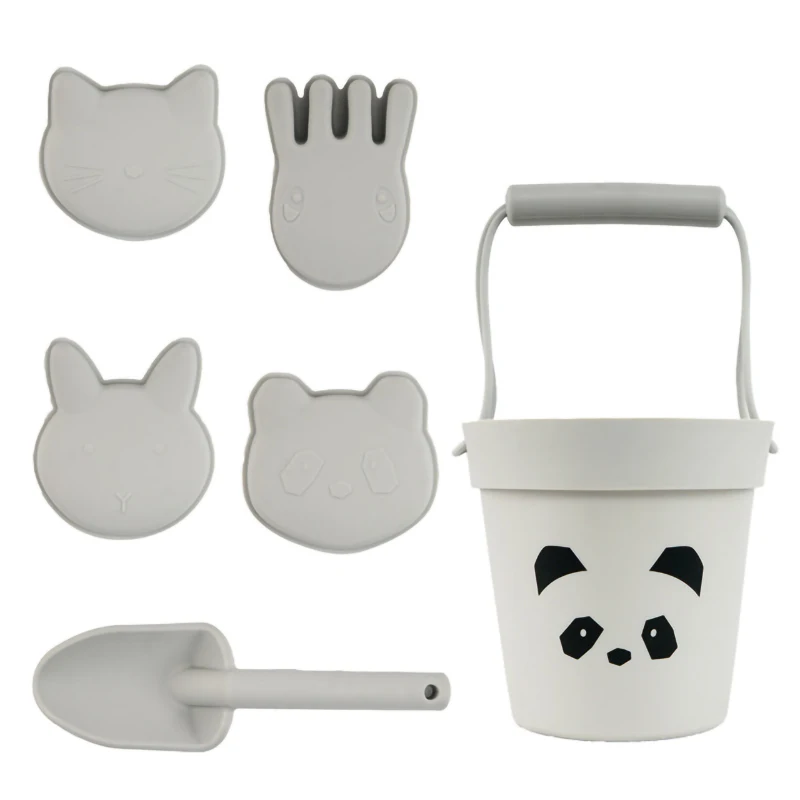 

6PCS Silicone Beach Bucket Children Summer Sand Tool with Shovel Water Play Outdoor Toy Set Sandbox Beach Sand toys for Kids