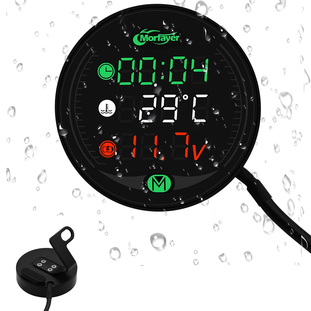 Мотоциклетный измеритель дисплей напряжения водонепроницаемый термометр часы 3
