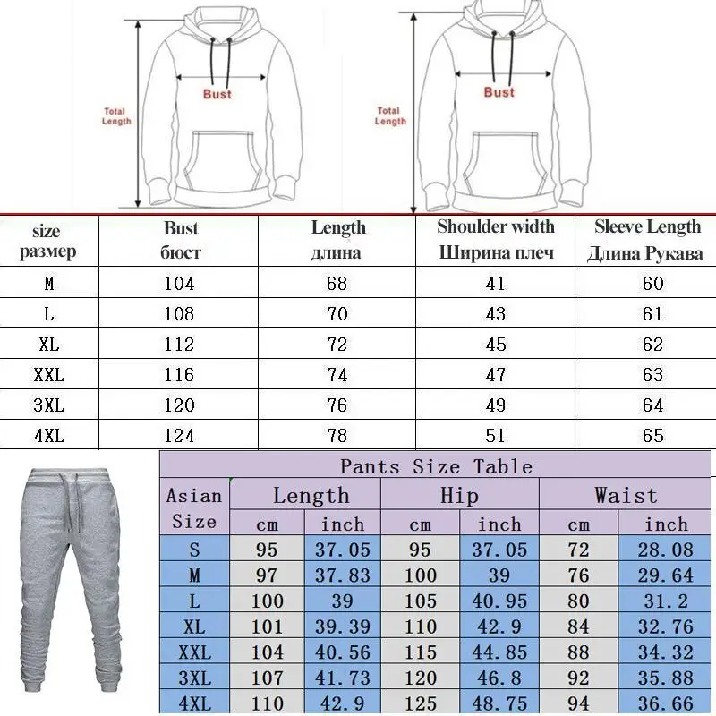 

2021 Tracksuit Men Two Piece Set Sportswear Pullover Hoodies + Long Pants Casual Sweatshirt Mens Clothing Outfis Male Size S-4XL