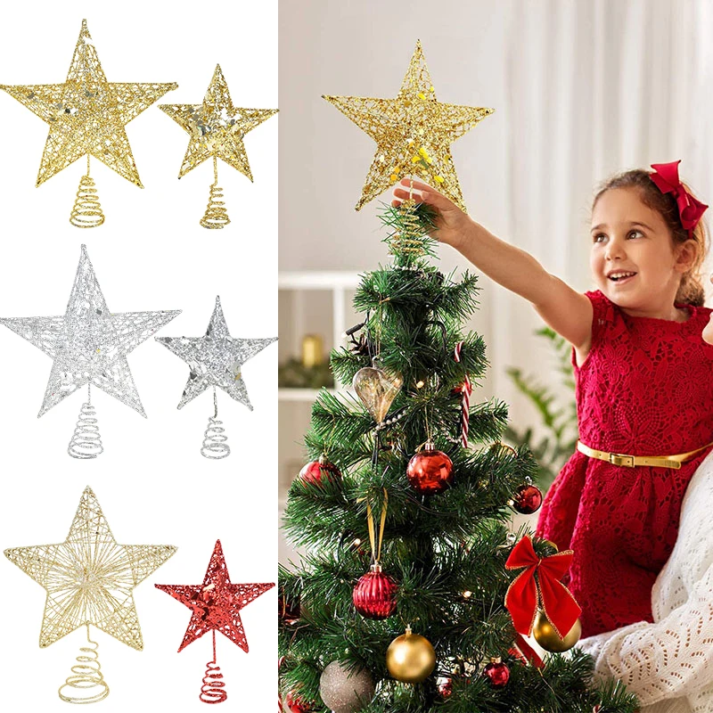 Золотой Серебряный блеск Рождественская елка Top Star Новогоднее украшение для дома