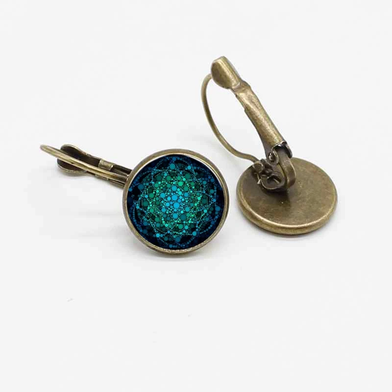 Новые Ретро Мандала Цветок кристалл стеклянные серьги с французским замком уха