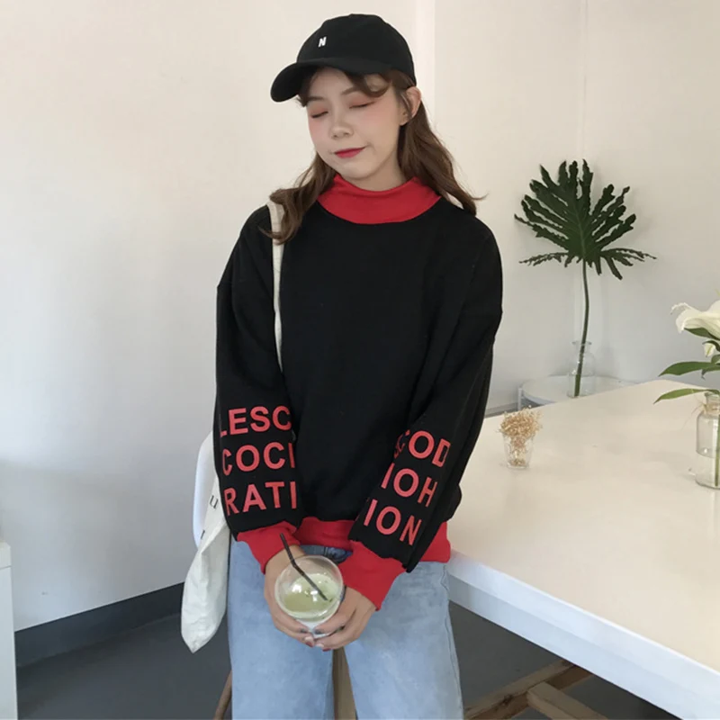 Милые японские короткие толстовки водолазка Женская Толстовка 2019 универсальные