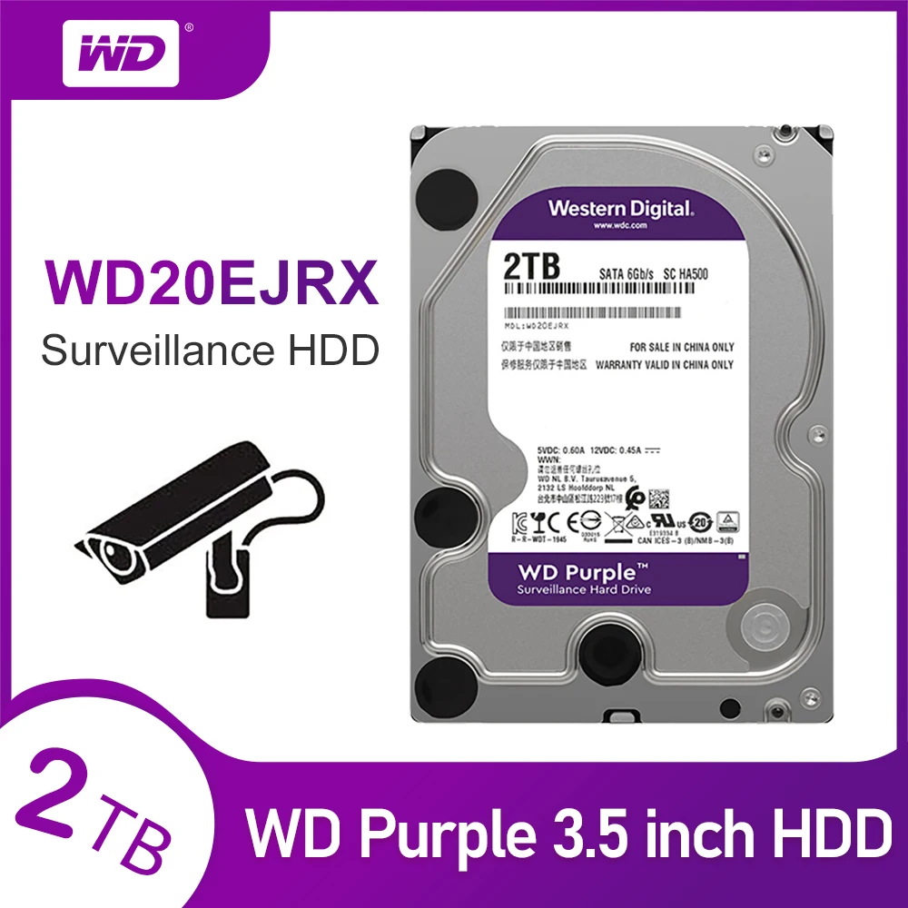 Диск Жесткий WD Purple для системы видеонаблюдения 3 5 дюйма 64 Мб кэш памяти SATA III 6