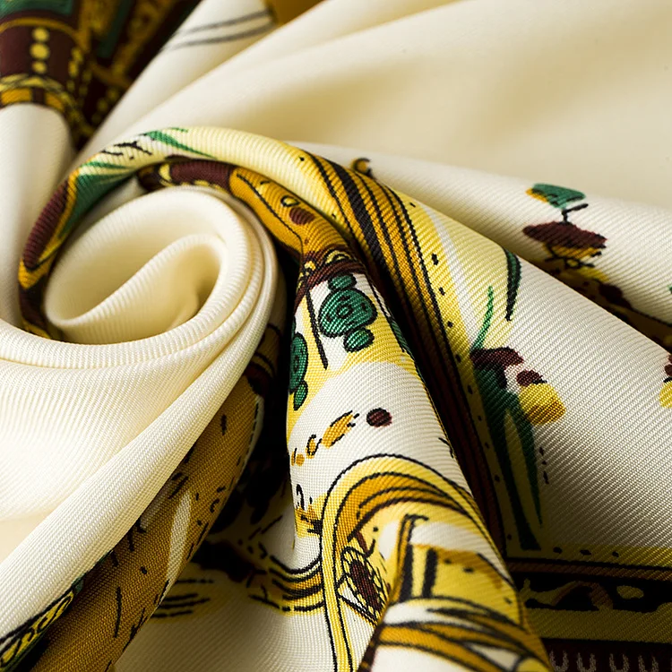 100% саржевый шелковый шарф для катания на коньках с принтом платок большой