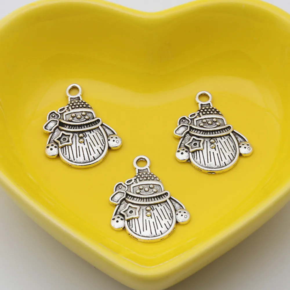 30 шт. серебряный браслет с подвеской в виде снеговика и смайлика A3359 | Украшения