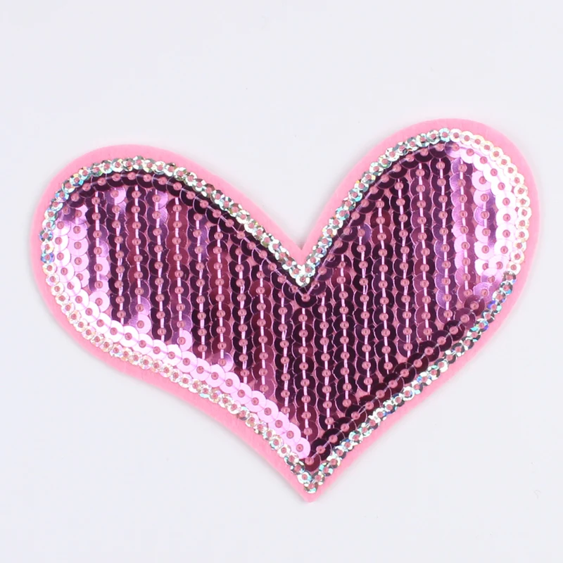 10 шт./лот патчи с блестками в виде розового сердца Мультяшные наклейки вышивкой