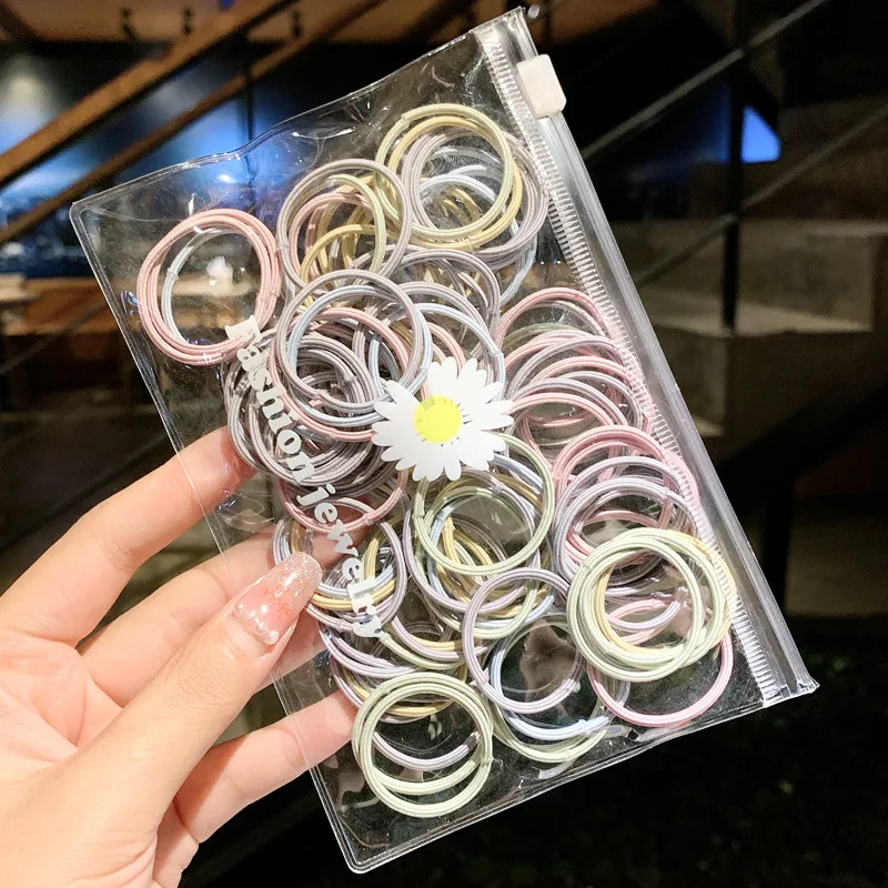 

100PCS/SET Girls Kids Solid Color Baby Nylon Headband Colorful Elastic Rope Hair Bands Headwear Bebes Accesorios