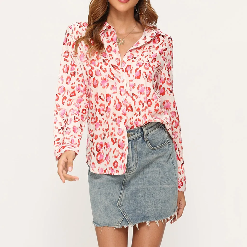 Женский модный однобортный Топ #58 с отложным воротником и длинным рукавом