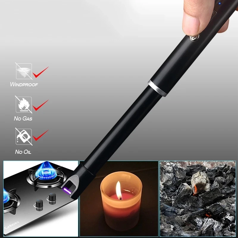 Новая электрическая дуговая Зажигалка для барбекю USB ветрозащитная беспламенная