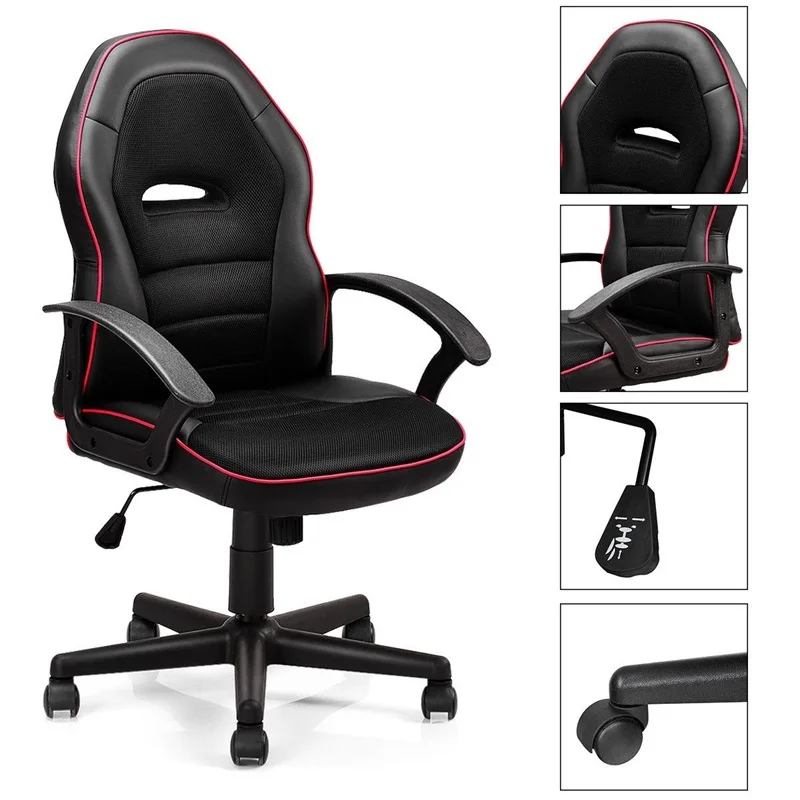 GIANTEX игровое кресло для гоночных игр офисное средней спинки поворотного