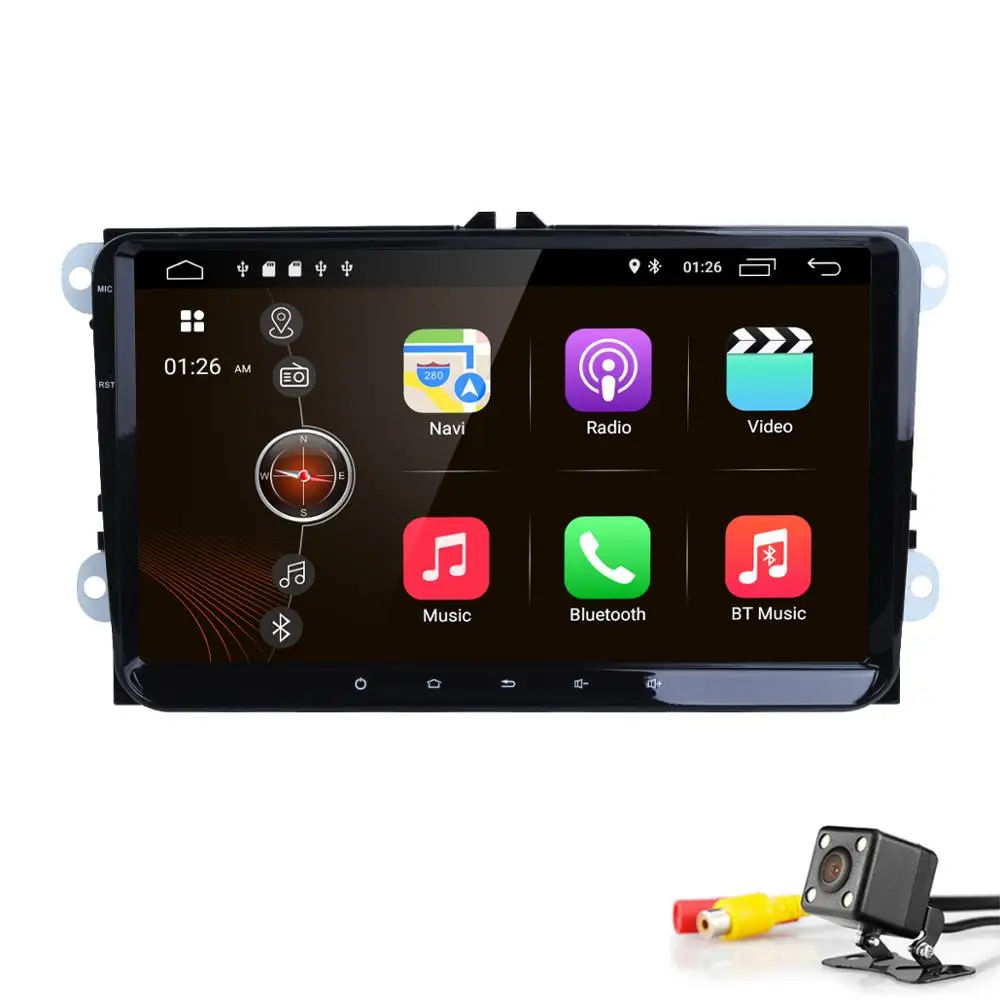 2 Din 9 дюймов четырехъядерный Android 9,0 автомобильный dvd gps для VW Polo Jetta Tiguan passat b6 cc fabia mirror link wifi радио в тире 2G ram