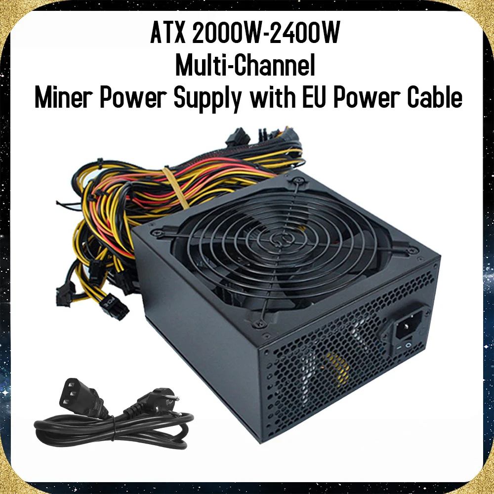 

ATX 2000W Rated Miner Power Supply for ETH BTC Mining Support 8 GPU Mute Power Desktop Computer Overvoltage Protection Accessory