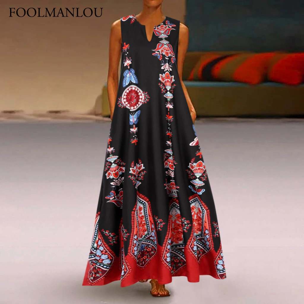 2021 Цветочный принт в стиле Бохо повседневное длинное платье летняя одежда для