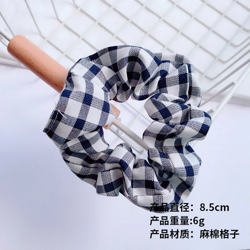 Клетчатая льняная заколка для конского хвоста милые резинки волос девочек