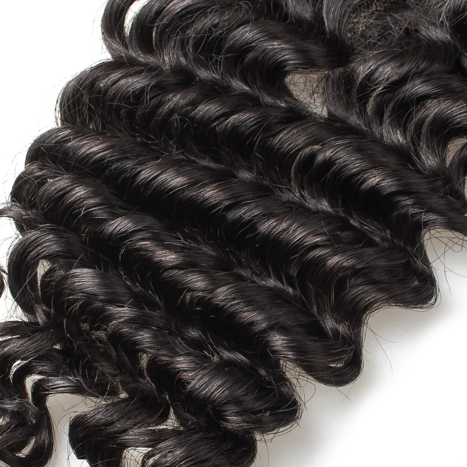 HD Прозрачная швейцарская кружевная кудрявая глубокая волна 4x4 закрытие