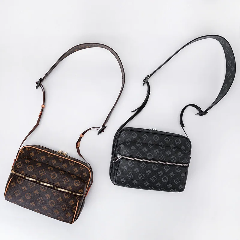 

Vintage Leather Messenger Bag Men Crossbody Bag PU Leather Fashion Crossbody Bag Clutch-Bag Male Leather Floral Printing Bags