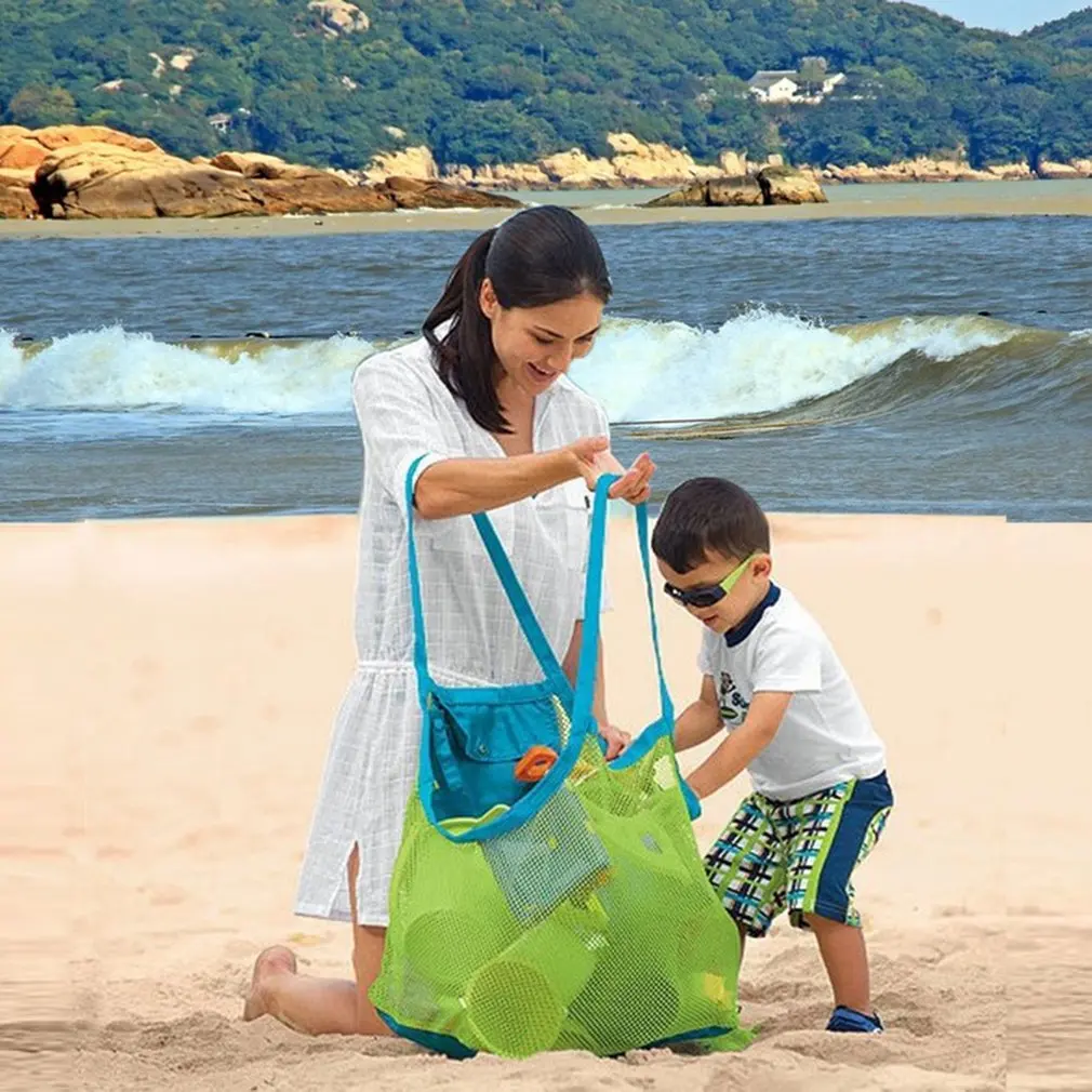 Children Sand Away Portable Mesh Bag Kids Beach Toys Clothes Towel Bag Baby Toy Storage Sundries Bags Women Cosmetic Makeup Bags