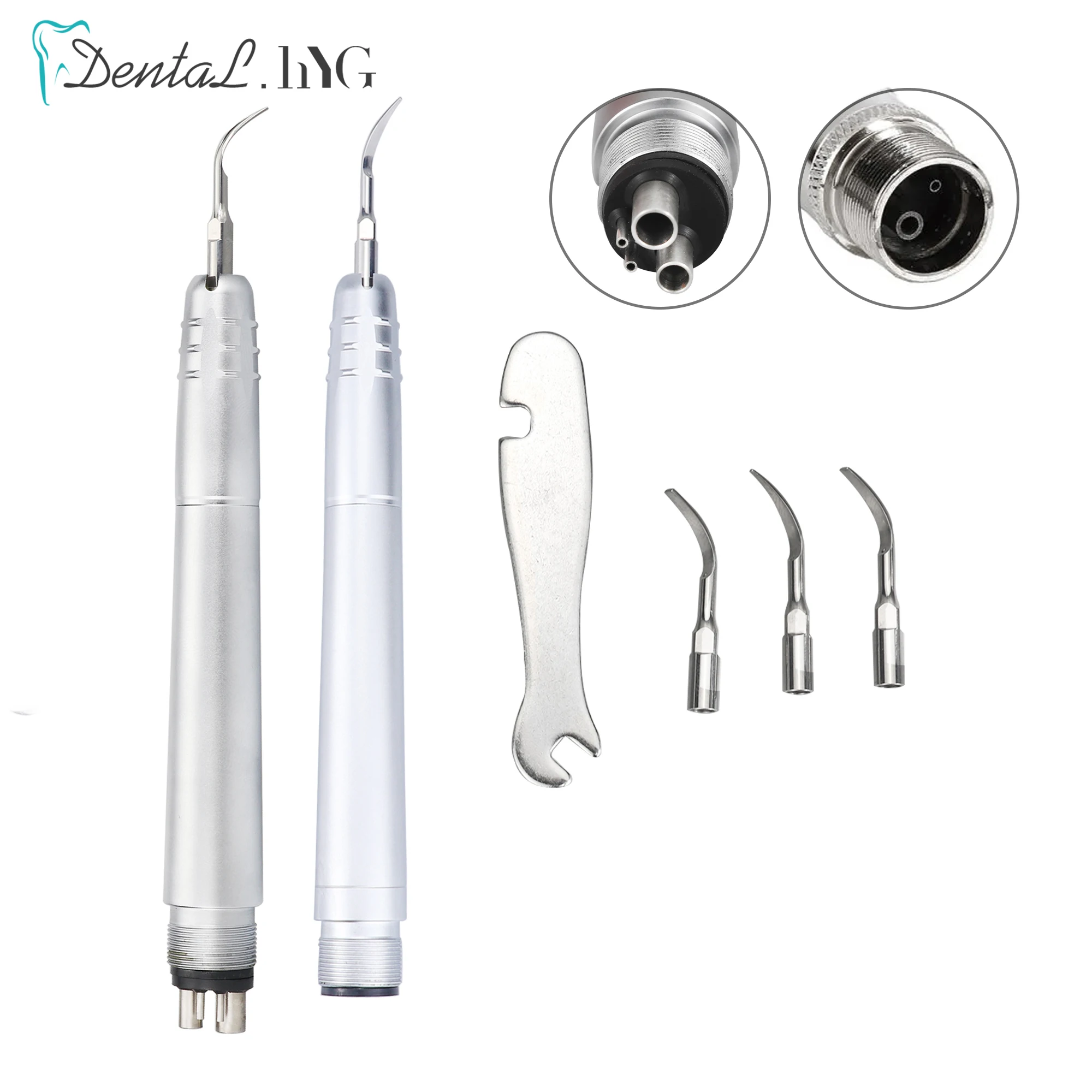 Dental Ultrasonic Air Scaler 2Holes/4 Holes Handpiece 3 Tips Air Scaling Polishin Tools Teeth Whitening Cleaner