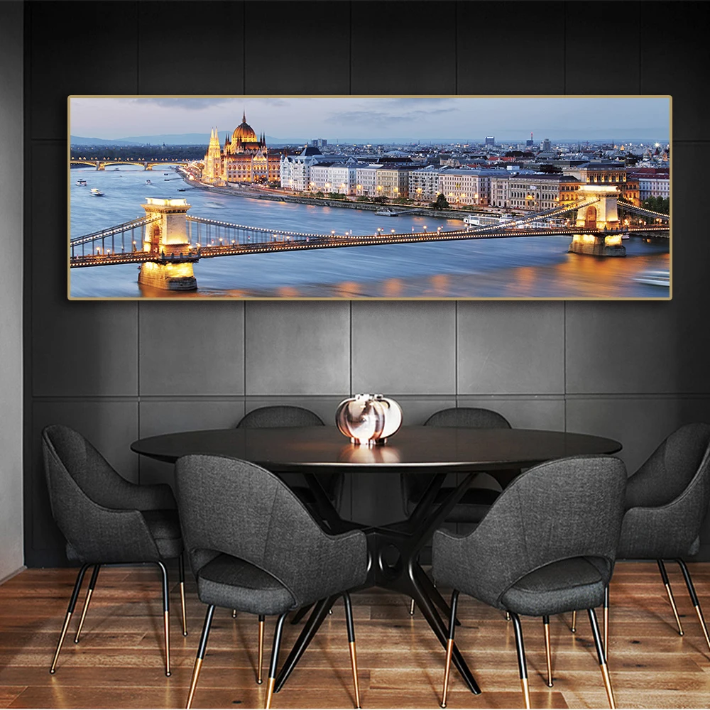 

Modern Budapest Panorama Landscape Canvas Painting spain sunset scenery posters and prints For wall decor cuadros para el hogar