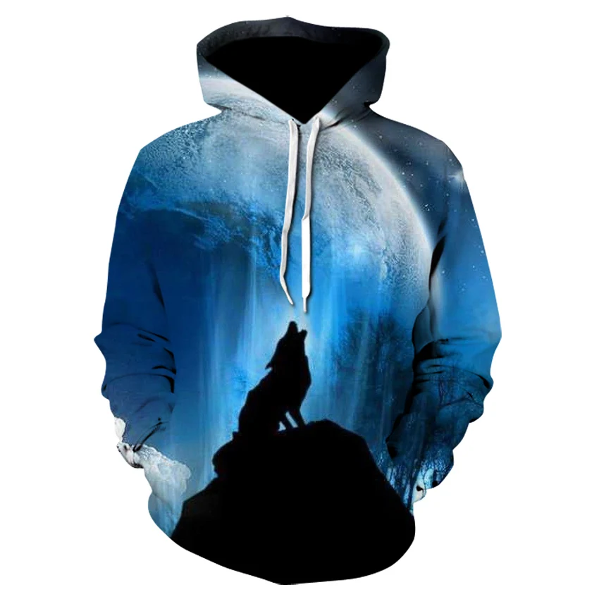 

2020 White Sweatshirt Boys High Quality Pullover Fashion Tracksuit Animal Street Wear Out Coat 3D Printed Wolf Hoodie