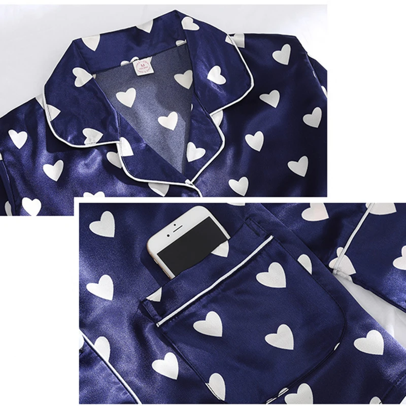 

Spring Women 7 Pieces Set Silk Elegant Pajamas Set Print Shorts Long Sleeve Top Elastic Waist Pants Full Lounge Women Sleepwear