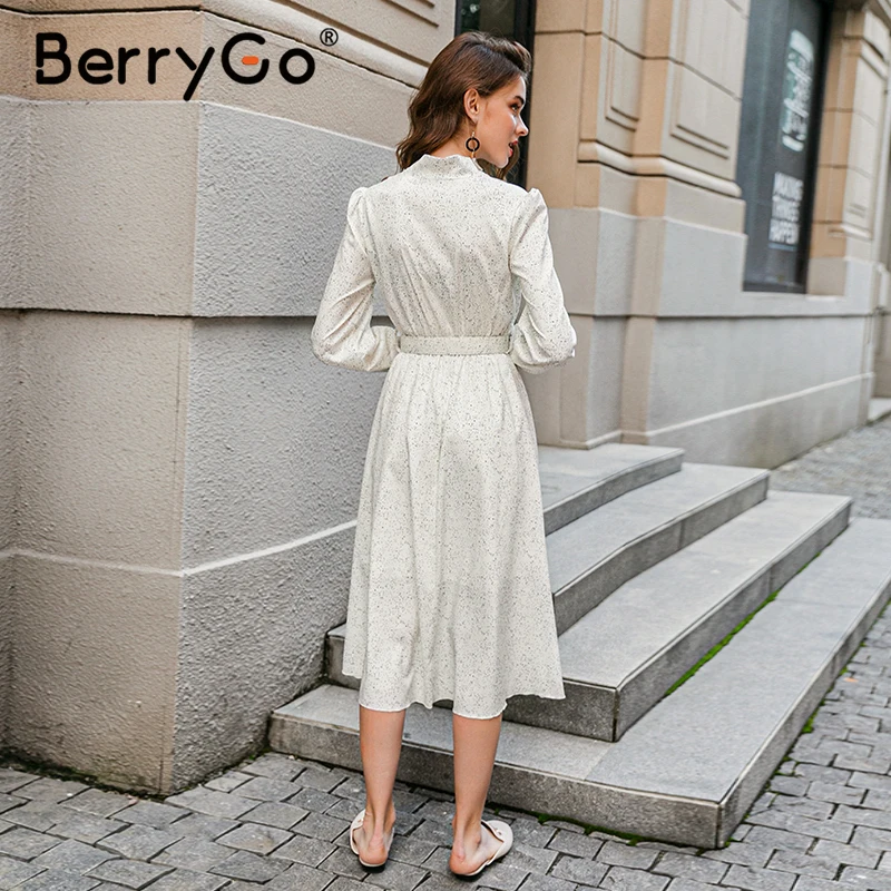 Платье BerryGo женское в горошек Элегантное Длинное офивечерние ное вечернее