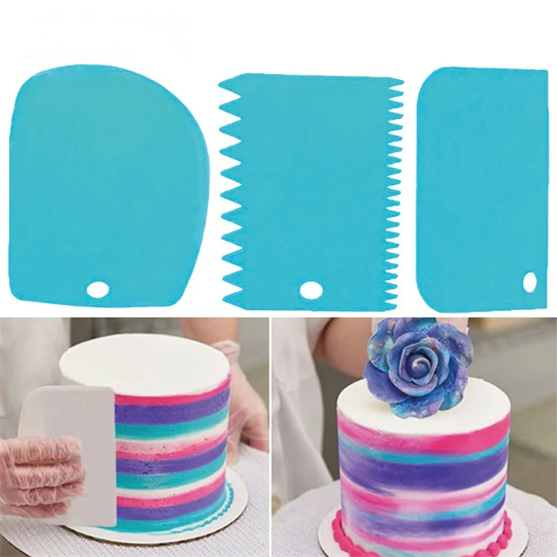 

3PCS/Lot Cream Scraper Irregular Teeth Edge DIY Scraper Cake Decorating Fondant Pastry Cutters Baking Spatulas Baking Tools