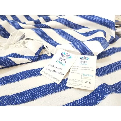 

Wellstil 100 Cotton 4 PCs Petamal Beach Towel Set Gocek Blue